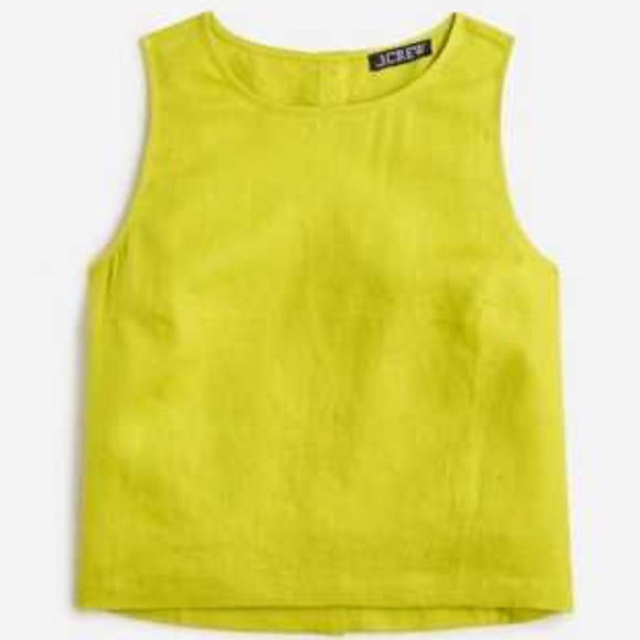 J. Crew Maxine Button-Back Top in Linen Burnished Chartreuse NEW Size XS - Picture 1 of 15